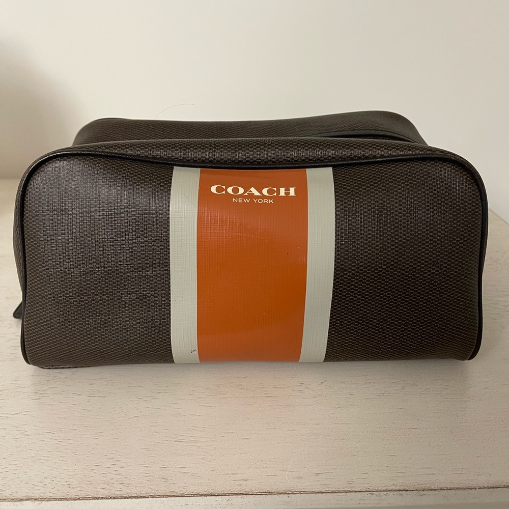 Men’s Coach Toiletry Travel Bag, Brown, Good Condition
